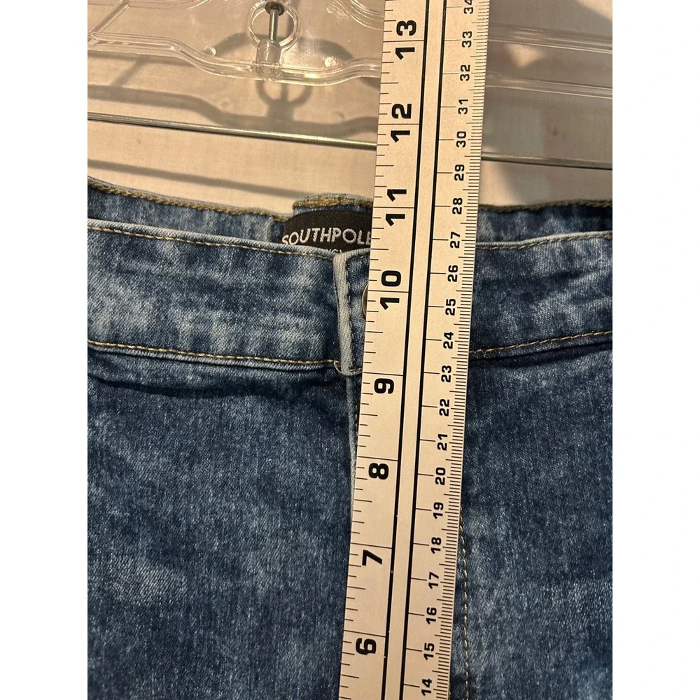 Southpole Mens Slim Fit Acid Wash Denim Shorts Blue Size 38 Streetwear Y2K